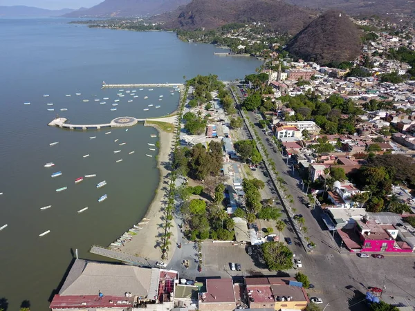 Vista Aérea Chapala Muelle Paseo Marítimo Ramón Corona Jalisco — Foto de Stock