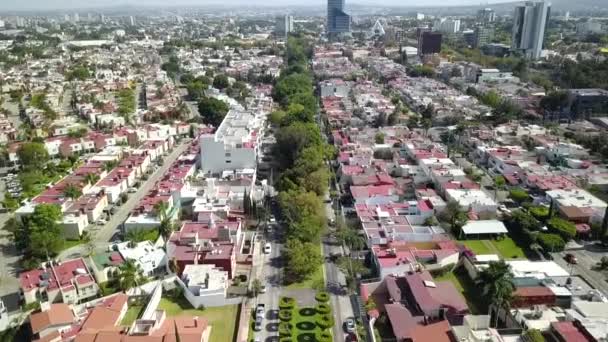 Letecké Cestování Přes Ulici Stromy Sousedství Chapalita Guadalajara Mexiko — Stock video