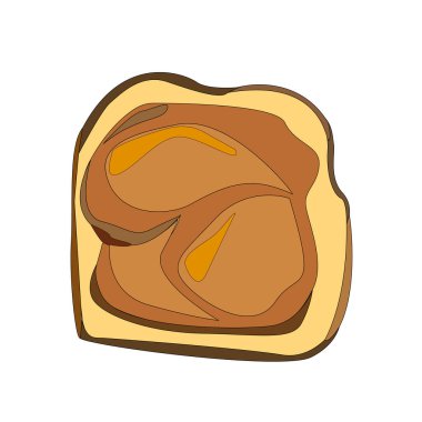 Fıstık ezmeli lezzetli tost. Beyaz bir arka planda izole edilmiş bir kavanoz fıstık ezmesi, ekmek ve tereyağı resmi. Beyaz arka planda izole edilmiş ekmek ve tereyağı. Geleneksel Amerikan kahvaltısı