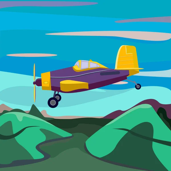 Cartoon Avion Mignon Arrive Pour Atterrir Vue Face Avion Sur — Image vectorielle