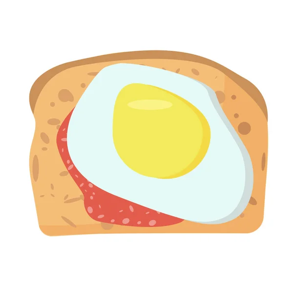 Νόστιμο Πρωινό Υγιεινή Διατροφή Ψωμί Αυγά Μπέικον Σαλάμι Νόστιμα Σνακ — Διανυσματικό Αρχείο