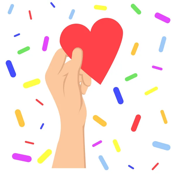 Gay Gururu. LGBT konsepti. Gerçekçi stil vektör renkli illüstrasyon. Etiket, yama, tişört izi, logo tasarımı. Gay gurur konsepti. Eşcinsel gururu LGBT ile el işareti yapıyor. LGBTQ posteri, lezbiyen