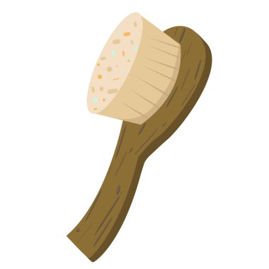 Hiç bulaşık fırçası yok. Eko-güvenli ürünler, bulaşıklar. Beyaz arkaplanda izole edilmiş karikatür tarzında vektör simgesi. Saç veya kıyafet için ahşap fırça, çevre dostu kavram. Organik eko.
