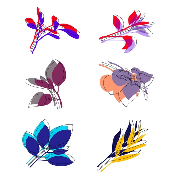 Çiçek elementlerinin lineer vektör botanik koleksiyonu, ilginç dolgu. vektör bitkileri Kartlara, davetiyelere, logoya, logoya, diy projelerine, resimlere ve posterlere ayarlandı.