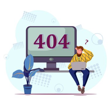 Web sayfası için kavramsal işletim sistemi hatası uyarısı, internetten bağlantısız dizüstü bilgisayar ekranı, erişilemez, küçük insanlar kızgın. Çizgi film tarzında düz vektör illüstrasyonu.