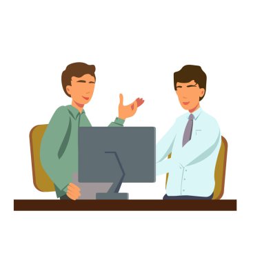 Ofis vektör illüstrasyonunda çalışan yorgun adamlar. Ofis konsepti insanlar düz tasarım çizimi vektör. Web Projesi ve Uygulamalarında kullan. İşyerinde dizüstü bilgisayarlarla çalışan adam