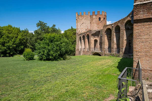 Aurelian Walls Rome Porta San Sebastiano Sett Inifrån Staden Brick — Stockfoto