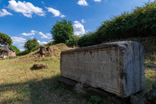 Roman Epigraph Appian Way One Most Important Streets Roman Empire — Stock Photo, Image