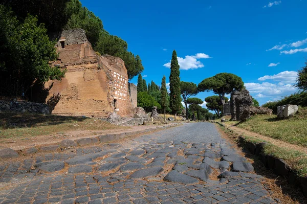 Tegelgrav Appia Fotograferad Solig Dag Det Var Viktigaste Vägarna Det — Stockfoto