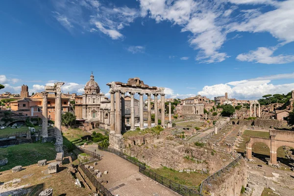 Panorama Romerska Forum Hjärtat Romerska Imperiet Från Campidoglio Kan Ses — Stockfoto
