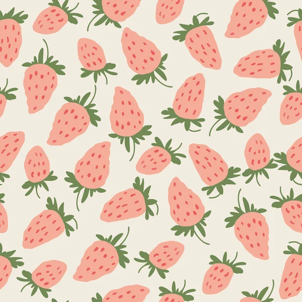 Strawberries seamless cartoon pattern on light background