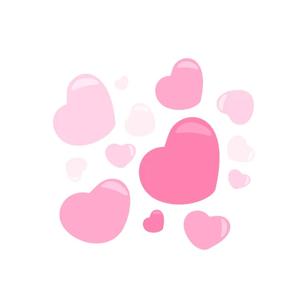 Flat pink heart collection in cartoon style. — Stock Vector