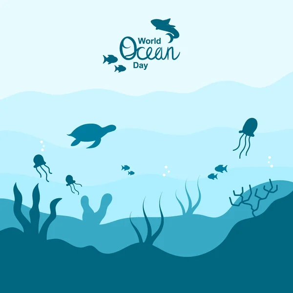 Image Conception Journée Mondiale Océan Pour Commémorer Journée Mondiale Mer — Image vectorielle