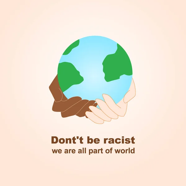 Parar Racismo Vetor Plana Com Adicionar Terra Mãos Ilustração Não — Vetor de Stock