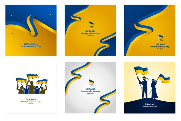 Колекція Постеру Здобуття Незалежності України Серпня Додаткові Розміри Включають Шар — стоковий вектор
