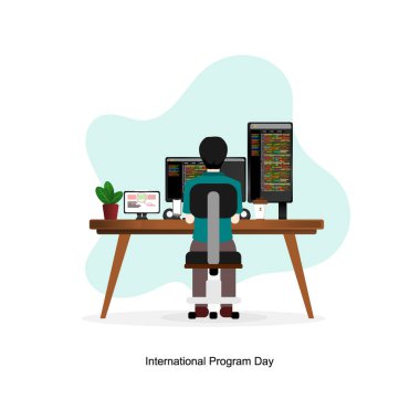 Uluslararası programcı günü resimleme düz vektörü, program eşorantılandırması için ilgili