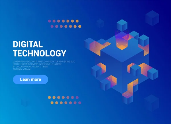 Dijital teknoloji izometrik konsept. Dijital ya da interaktif pazarlama. Modern teknolojiler yaratmak için gereken özelliklerin sinerjisi. Sunumlarda web sayfalarında, web pankartlarında, web sitelerinde kullanılabilir..