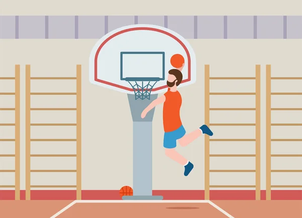 Векторный Баскетбол Здоровый Образ Жизни Профессиональный Мужчина Спортивной Форме Прыгает — стоковый вектор