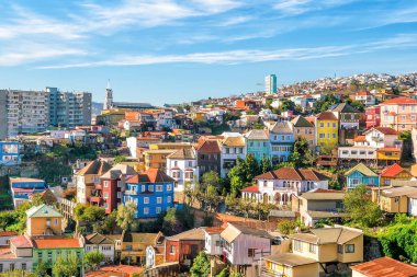 Colorful buildings of the UNESCO World Heritage city of Valparaiso, Chile clipart