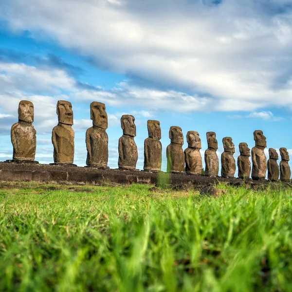 Moais Ahu Tongariki Velikonoční Ostrov Chile — Stock fotografie