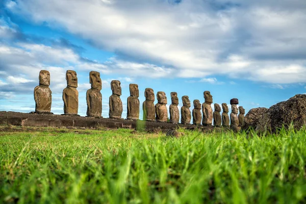 Moais Ahu Tongariki Easter Island Chile — Zdjęcie stockowe