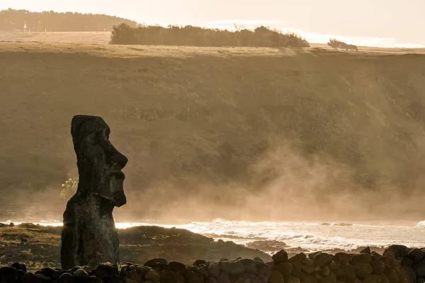 Plan Silhouette Statues Moai Île Pâques Chili — Photo