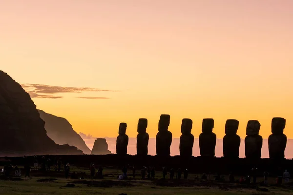 Moais Ahu Tongariki Easter Island Chile — Zdjęcie stockowe