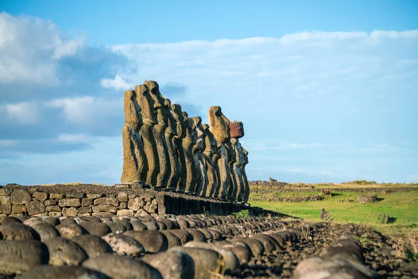 Moais Ahu Tongariki Isla Pascua Chile — Foto de Stock