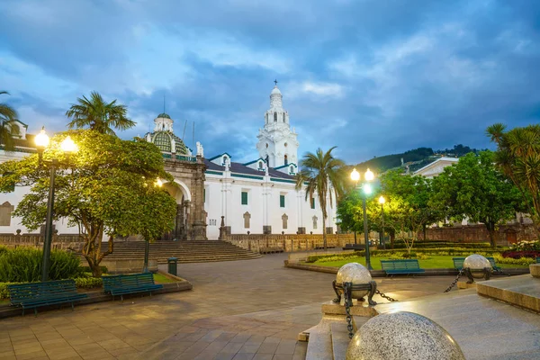 Plaza Grande Het Oude Centrum Van Quito Ecuador Nachts — Stockfoto