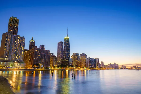 Vista Dello Skyline Del Centro Chicago Tramonto — Foto Stock