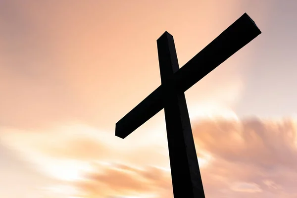 Cross silhouette and the clouds — Stock Photo, Image