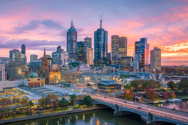 Ciudad Melbourne Skyline Crepúsculo Australia —  Fotos de Stock