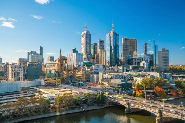 Ciudad Melbourne Skyline Australia Con Cielo Azul —  Fotos de Stock