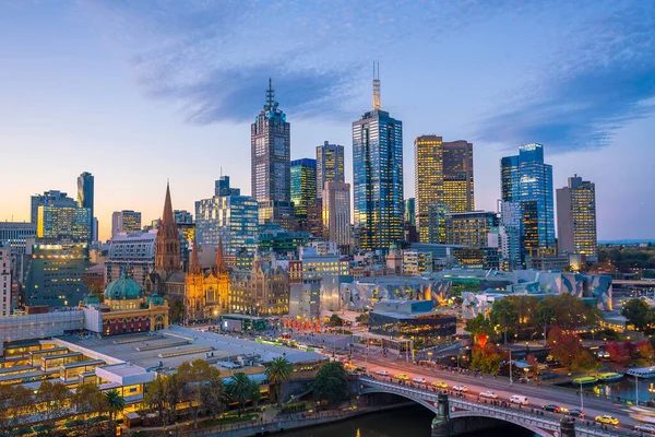 Ciudad Melbourne Skyline Crepúsculo Australia —  Fotos de Stock