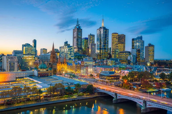 Ciudad Melbourne Skyline Crepúsculo Australia —  Fotos de Stock