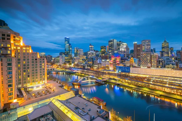 Melbourne Panorama Miasta Zmierzchu Australii — Zdjęcie stockowe