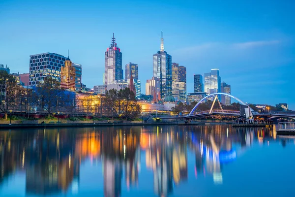 Stadtsilhouette Von Melbourne Der Dämmerung Australien — Stockfoto