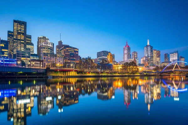 Melbourne Panorama Miasta Zmierzchu Australii — Zdjęcie stockowe