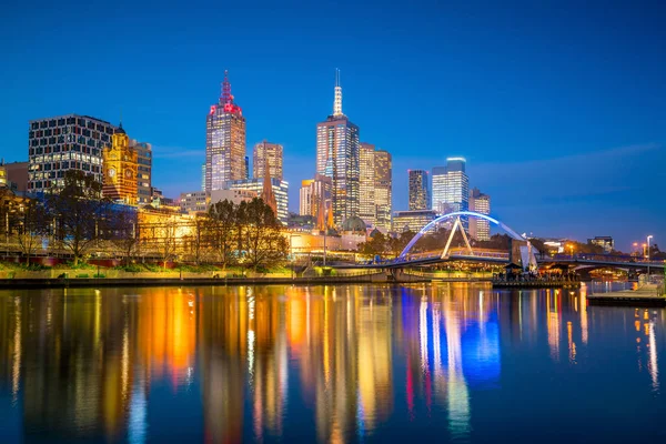 Melbourne Skyline Città Crepuscolo Australia — Foto Stock