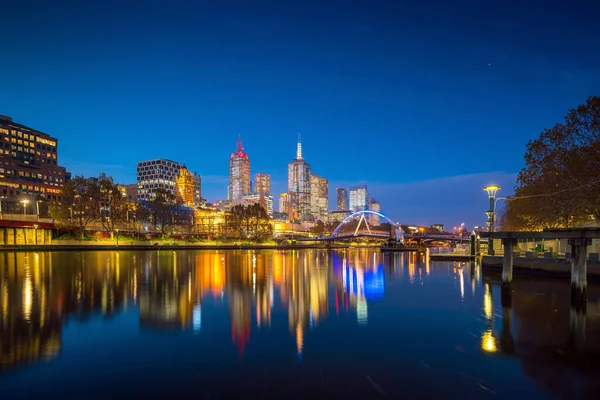 Melbourne Skyline Città Crepuscolo Australia — Foto Stock