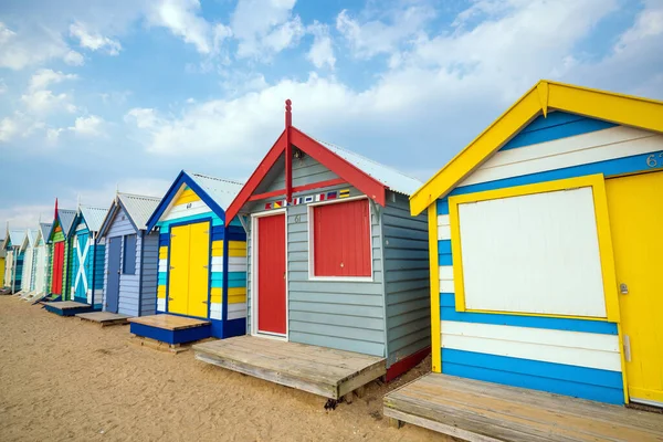 Melbourne Avustralya Daki Brighton Sahilindeki Renkli Sahil Evi — Stok fotoğraf