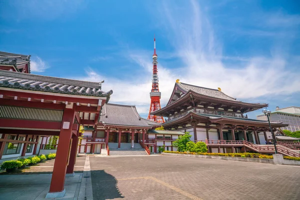 Blick Auf Den Zojo Tempel Und Tokyo Tower Japan — Stockfoto