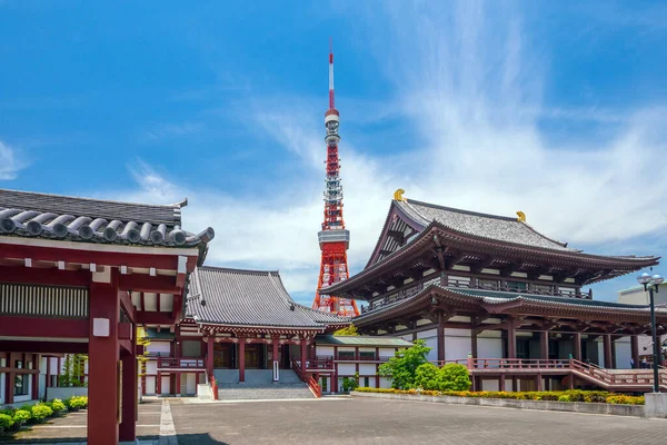 Blick Auf Den Zojo Tempel Und Tokyo Tower Japan — Stockfoto