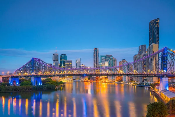 Brisbane Město Panorama Brisbane Řeka Soumraku Austrálii — Stock fotografie