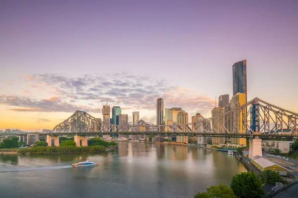 Brisbane Město Panorama Brisbane Řeka Soumraku Austrálii — Stock fotografie