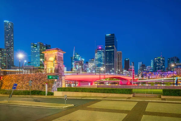 Ciudad Brisbane Skyline Río Brisbane Crepúsculo Australia — Foto de Stock