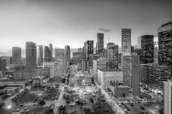 Downtown Houston Ορίζοντα Στο Τέξας Ηπα Στο Λυκόφως — Φωτογραφία Αρχείου