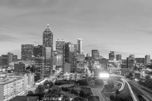 Skyline Města Atlanta Při Západu Slunce Gruzii Usa — Stock fotografie