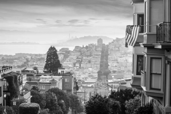 Famosa Calle Lombard San Francisco Amanecer —  Fotos de Stock
