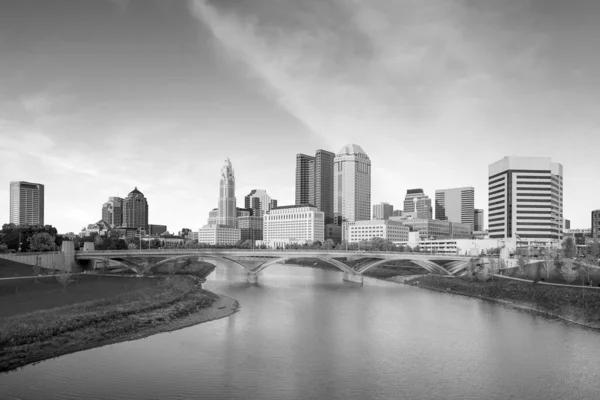 Vista Del Centro Columbus Ohio Skyline Atardecer — Foto de Stock